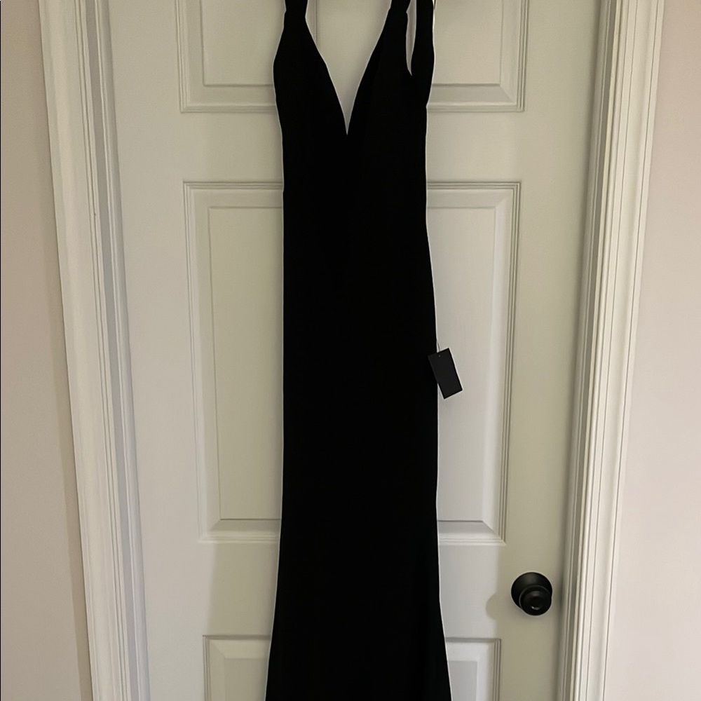 Lulu's Black Sleeveless Halter Gown